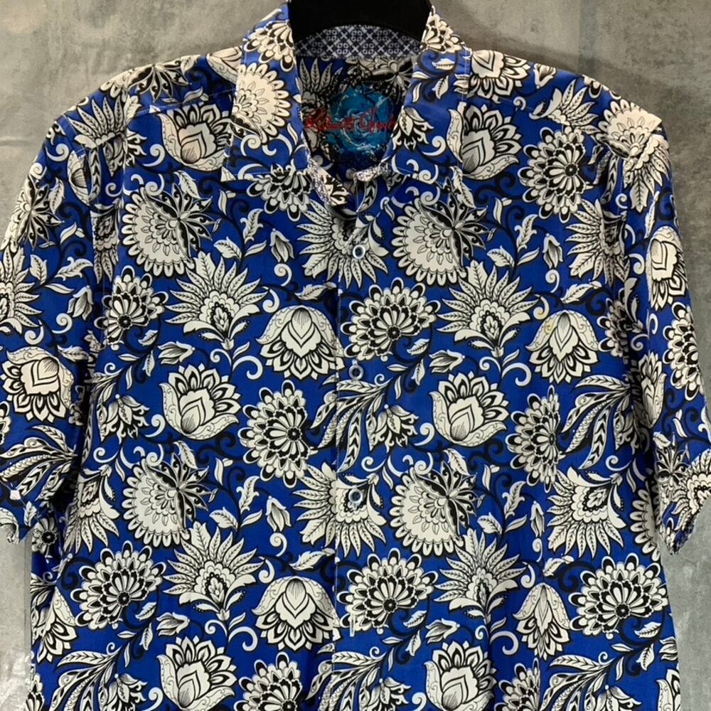 ROBERT GRAHAM Men's Blue Crossett Hawaiian Classic-Fit Button-Up Shirt SZ XL - Picture 3 of 9